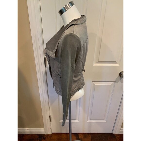 Marrakech Anthropologie Gray Cropped Asymmetrical Zip-Up Jacket, Size S - Picture 3 of 5